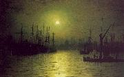 Atkinson Grimshaw Nightfall Down the Thames oil painting artist